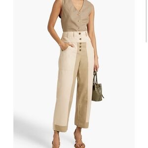Ulla Johnson August Two Tone Cotton Twill Straight Leg Pants 6 Cropped